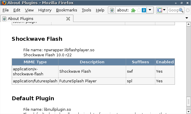 図1　アドレスバーにabout:pluginsと入力してプラグインを確認