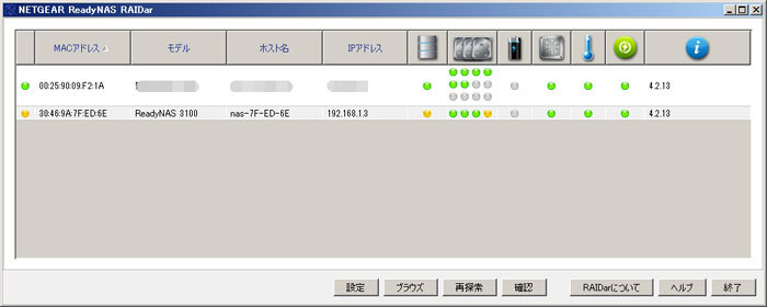 図10　検出・監視エージェントの「RAIDar」からネットワーク経由でNASにアクセスします（見つかったNASをダブルクリックして管理コンソールを起動します）