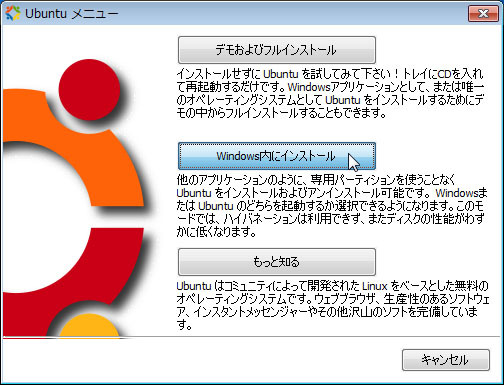 図7　「Windows内にインストール」を選択