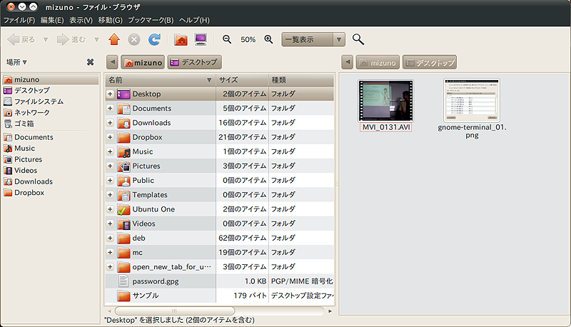 図2　F3キーを押して2ペイン表示にしてみた。フォルダの内容を比較しながら作業する場合などに便利だ