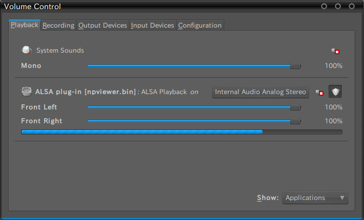 図1　PulseAudio Volume ControlでのALSA Plug-in