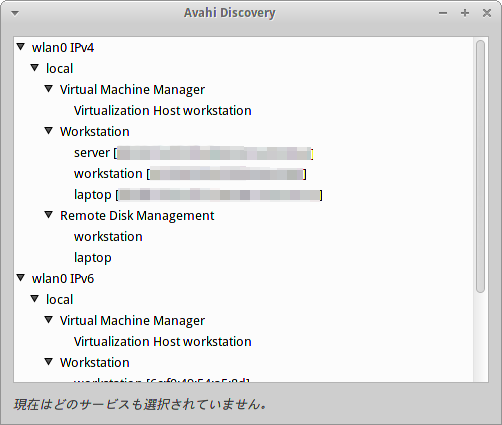 図1　Avahi Zeroconfブラウザの画面