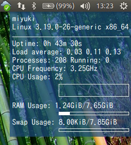 図6 半透明になったConky