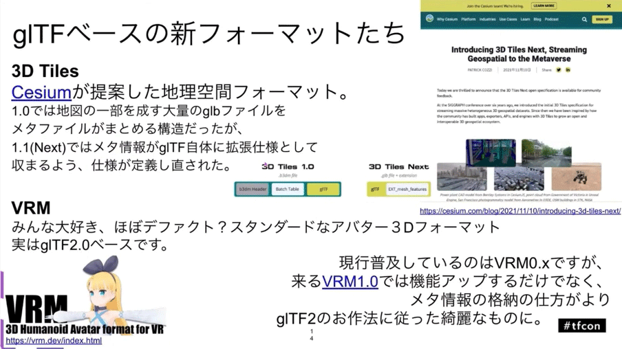 3D TilesとVRMはgITFをベースにした新しいフォーマット