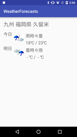 図5　指定した地域の天気予報を表示