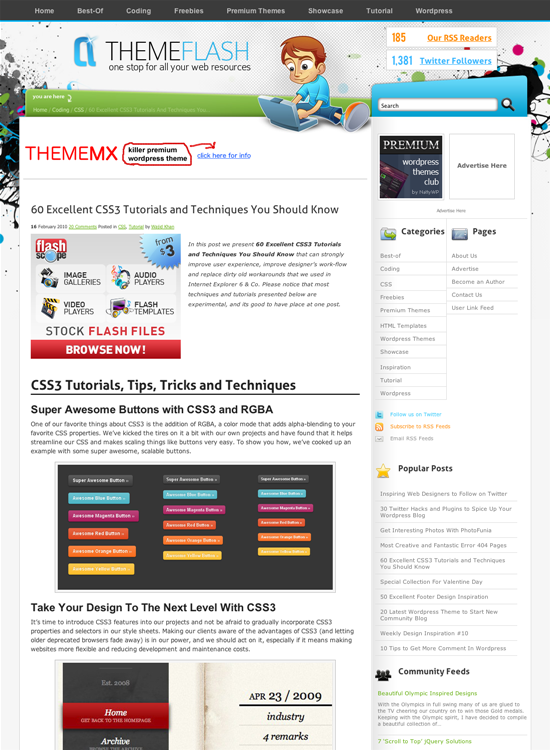 図1　60個のすばらしいCSS3チュートリアル＆テクニック集