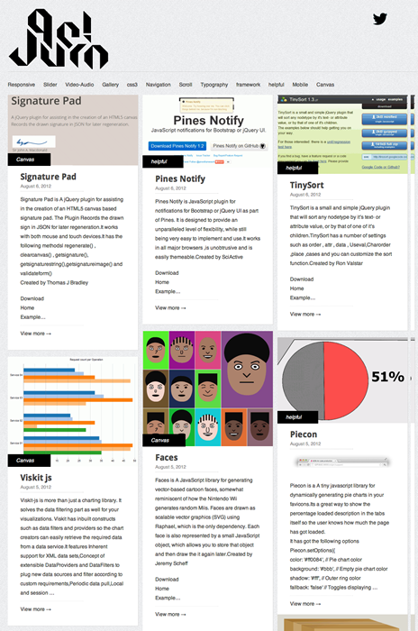 図4　jQueryプラグインをカテゴリー別にまとめたサイト