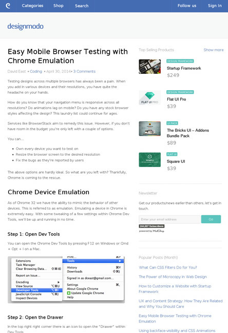 図3　Chromeでモバイル端末のブラウズをエミュレートする方法