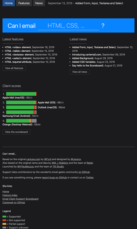 図5　メーラーでのHTML、CSSタグの対応状況を調べるサービス