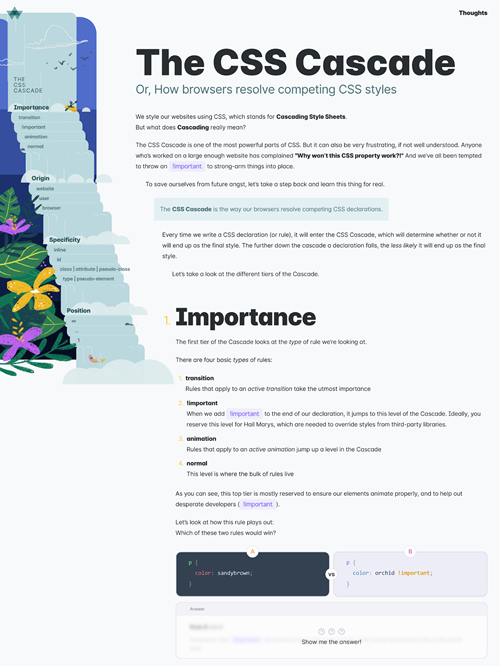 図3　CSSのカスケードについて凝った見せ方で解説