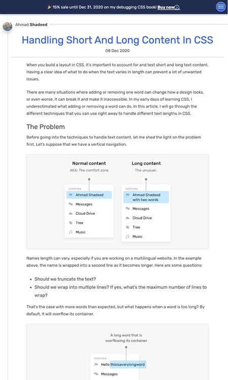 図3　コンテンツが長い場合・短い場合のCSSでの対応について