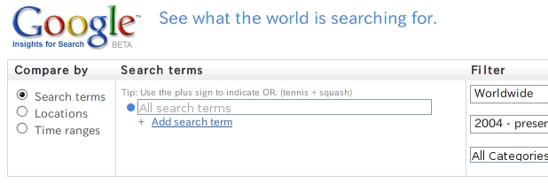 図1 Google Insights検索画面 図1 Google Insights検索画面