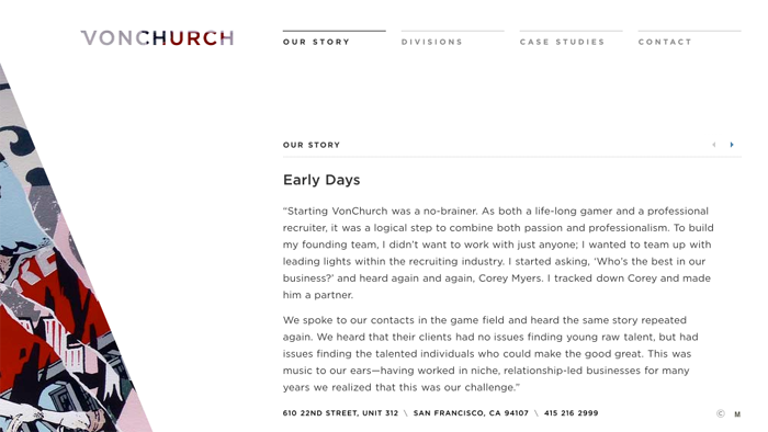 図1　ローディング時の処理が工夫されている「VONCHURCH」のサイト