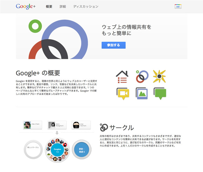 図6　「サークル」などの特徴を持つ、Googleの新しいSNS『Google+』