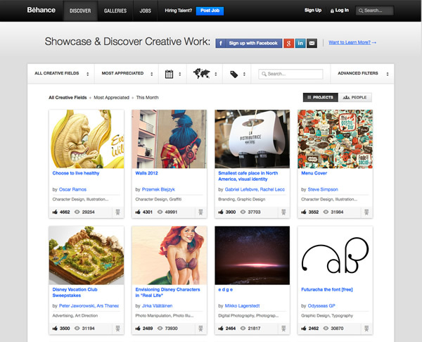 図10　『Behance』には、世界中から大量の作品が集まっている