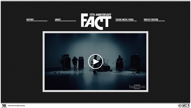 図1　結成15周年を記念した「FACT」の特設サイト、『FACT 15TH ANNIVERSARY WEB SITE』