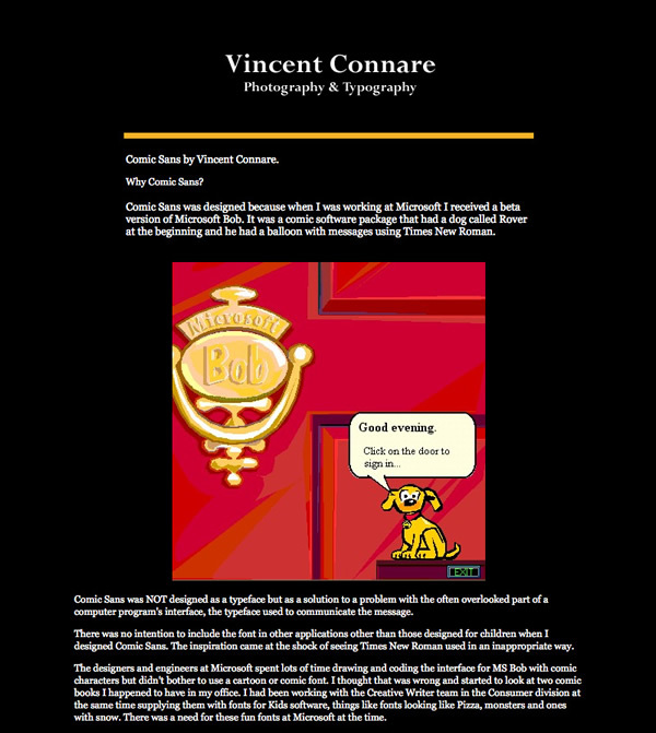 図7　Vincent Connareによって解説されている「Comic Sans」の成り立ち