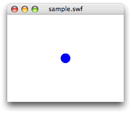 図4　円の描かれたShapeインスタンスを関数でつくってステージ中央に配置