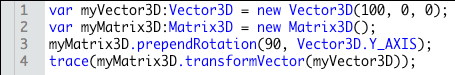 図1　変換されたVector3Dインスタンスの座標情報が[出力]される