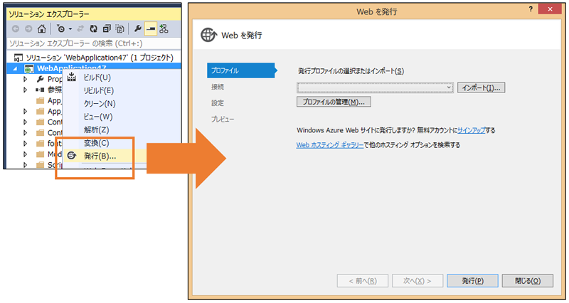 図3　Visual Studio 2013からデプロイする様子