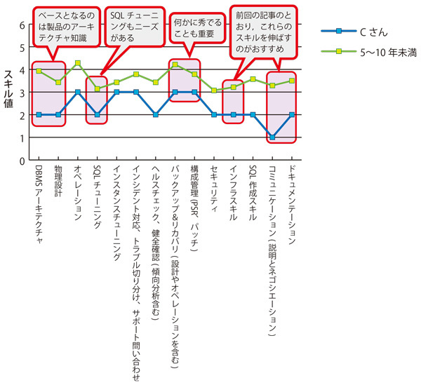グラフC　Cさんのスキルの状況