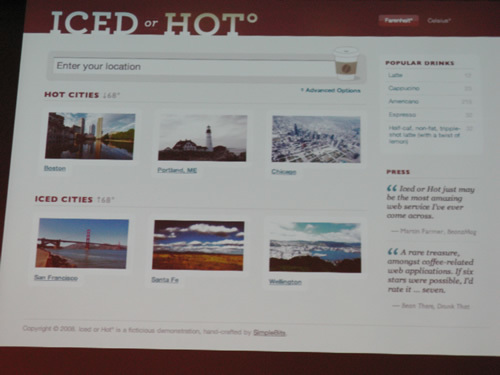 写真2　ダン氏は自身が制作した「Iced or Hot.com」