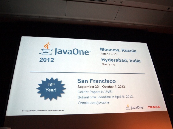 今年は、ロシア、インドでもJavaOneが開催される。また、9月30日～10月4日には16回目のJavaOneが開催されることが決まっている