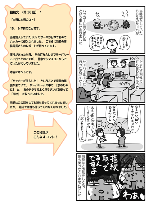 ［投稿文例（第38回）:「本当に本当のコト 15，6年前のことです。… ］［あなたの投稿が…，こんな感じに！］