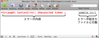 図1.4　コンソールのエラー
